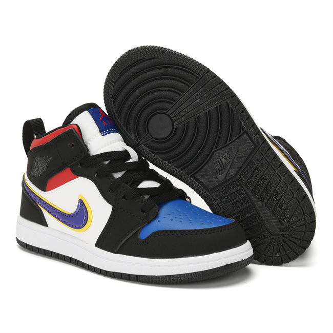 Youth Running Weapon Air Jordan 1 White/Black/Royal Shoes 0178